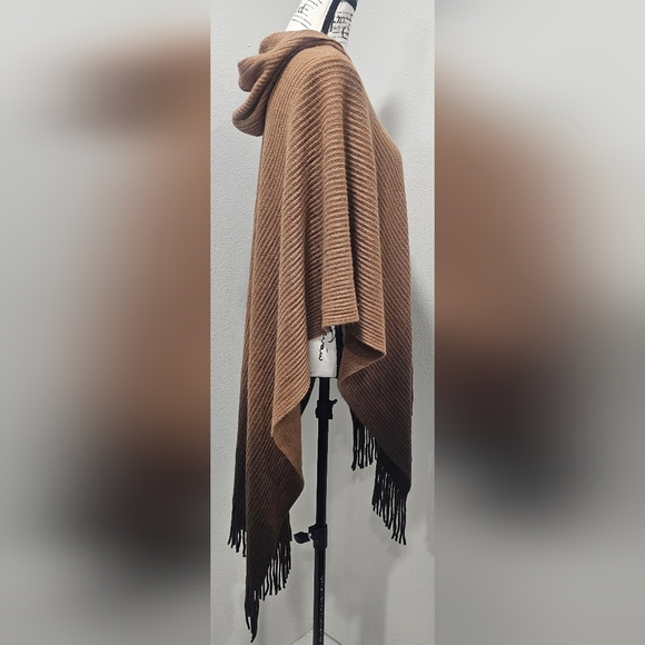 K.d. Spring Women's Hooded Knit Pullover Sweater Poncho Shawl Brown Ombre NEW - Picture 5 of 8